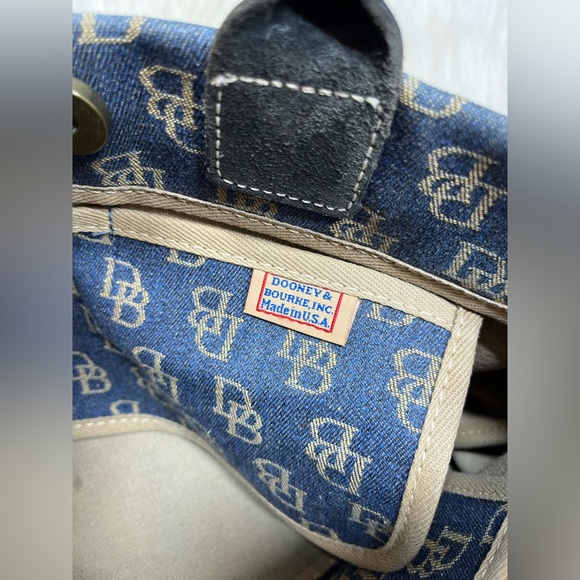 Dooney & Bourke Monogram Denim Crossbody/ Mini Satchel Leather Trim & Tassels - Picture 10 of 17